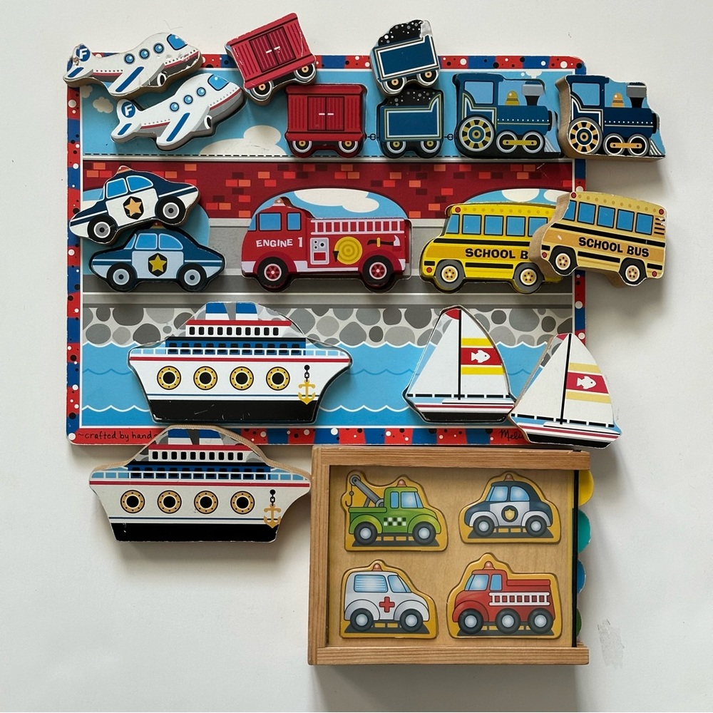 Pair of Transportation Puzzles by Melissa & Doug with extra pieces!!